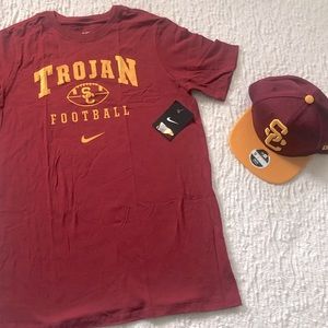 USC Trojans football Large Youth t shirt and hat cap brand new with tags Nike